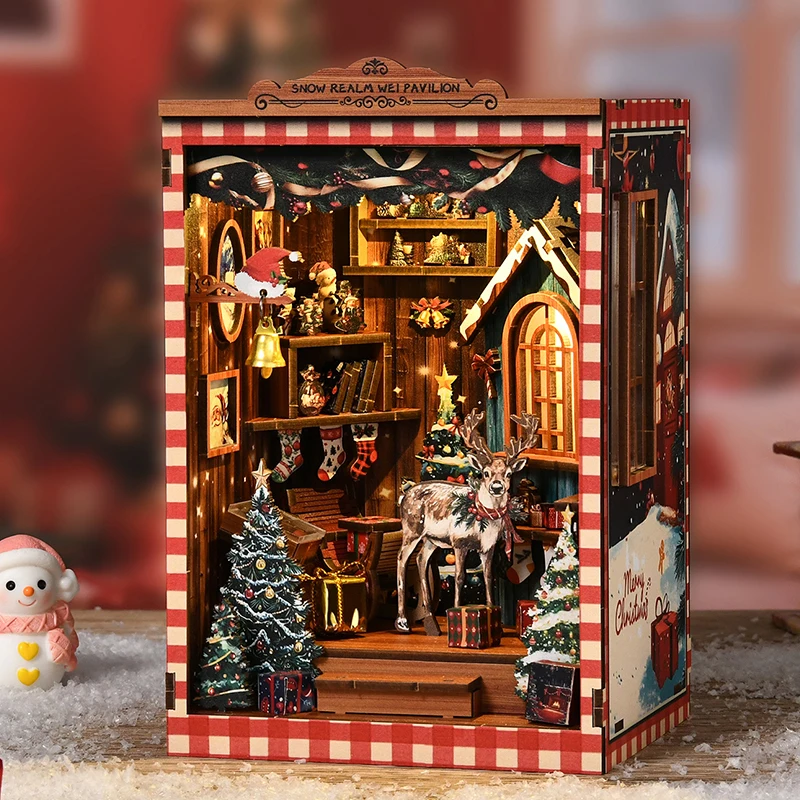 Miniature Model Kits Snow Real - огляд і ціна Diy Wooden Book Nook Kit Shelf Insert