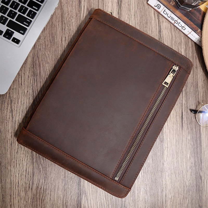 Cow Leather Zipper Portfolio O - огляд і ціна Vintage Leather Journal Notebook