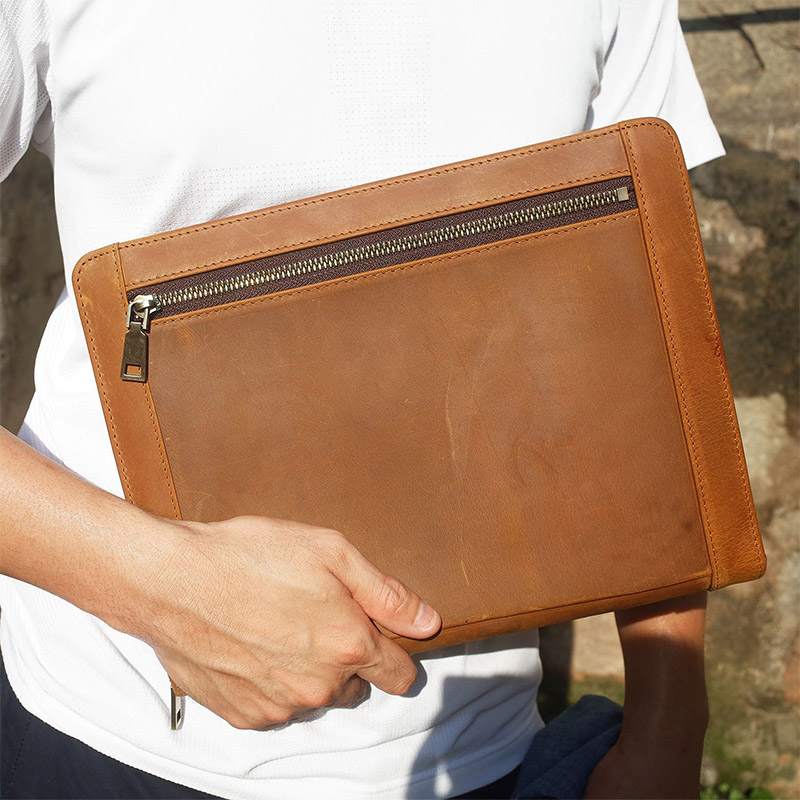 Cow Leather Zipper Portfolio O - огляд і ціна Vintage Leather Journal Notebook
