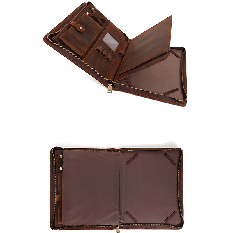 Cow Leather Zipper Portfolio O - огляд і ціна Vintage Leather Journal Notebook